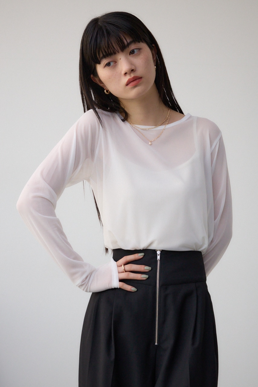 バックスリットシアーロングトップス IVOY FREE