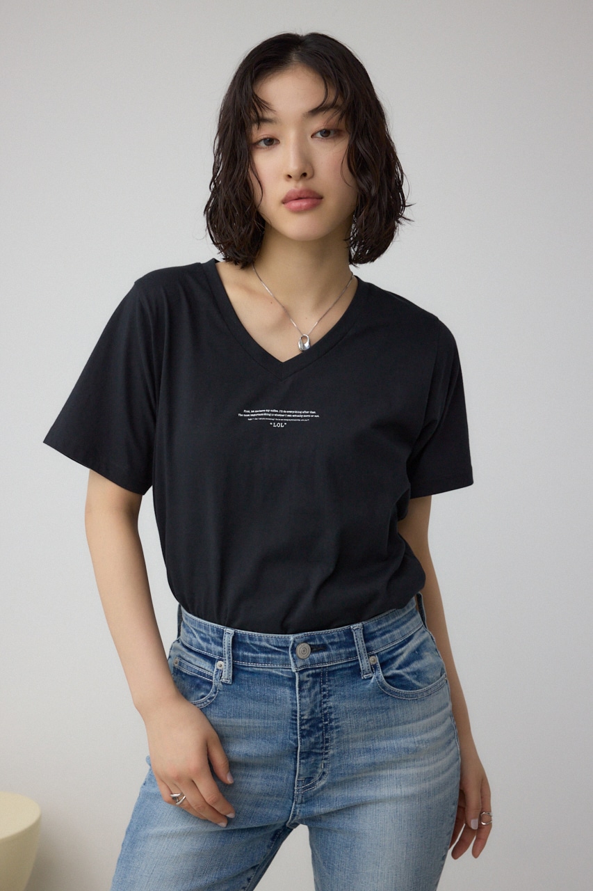 チェストメッセージロゴTシャツ BLK M