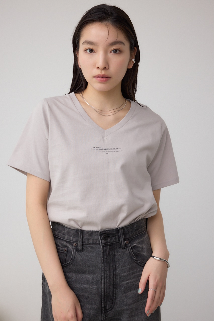 チェストメッセージロゴTシャツ L/GRY S