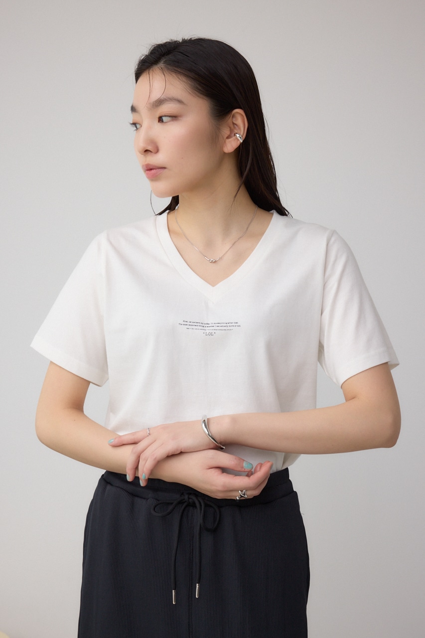 チェストメッセージロゴTシャツ O/WHT S