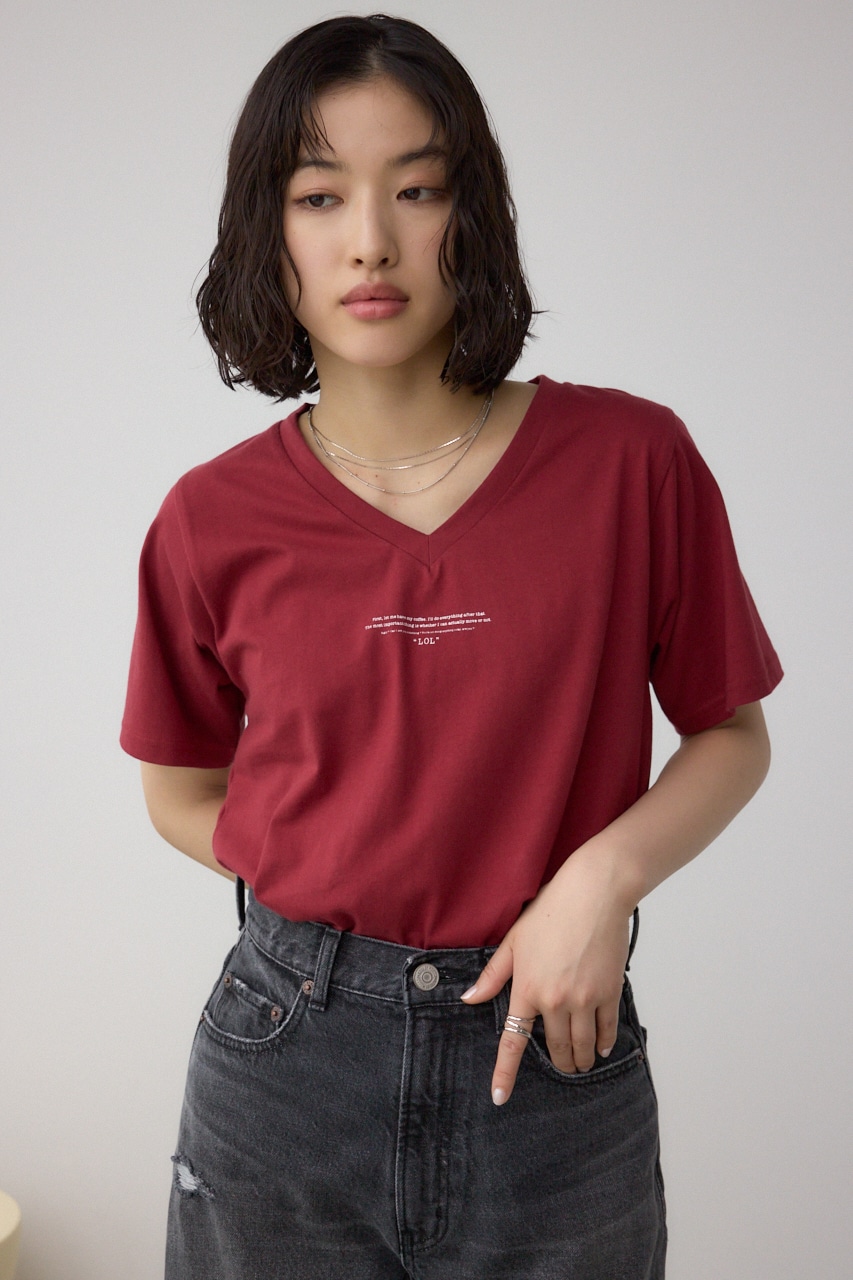 チェストメッセージロゴTシャツ RED M