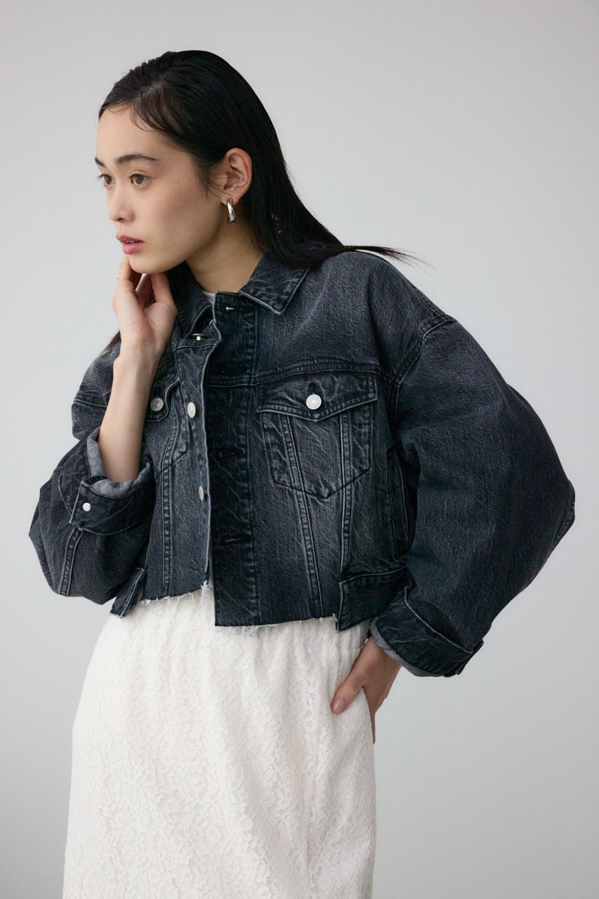 AZUL DENIM イレヘムカットデニムジャケット L/BLK FREE
