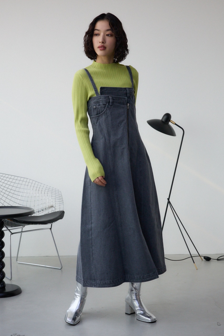 AZUL DENIM ダブルウエストキャミワンピース L/BLK S