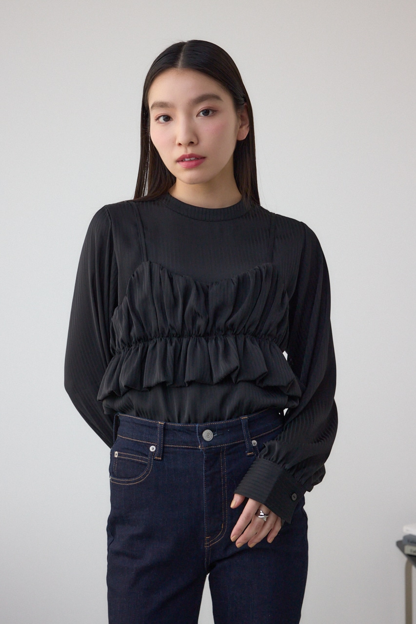 バルーンビスチェレイヤードセットブラウス BLK FREE