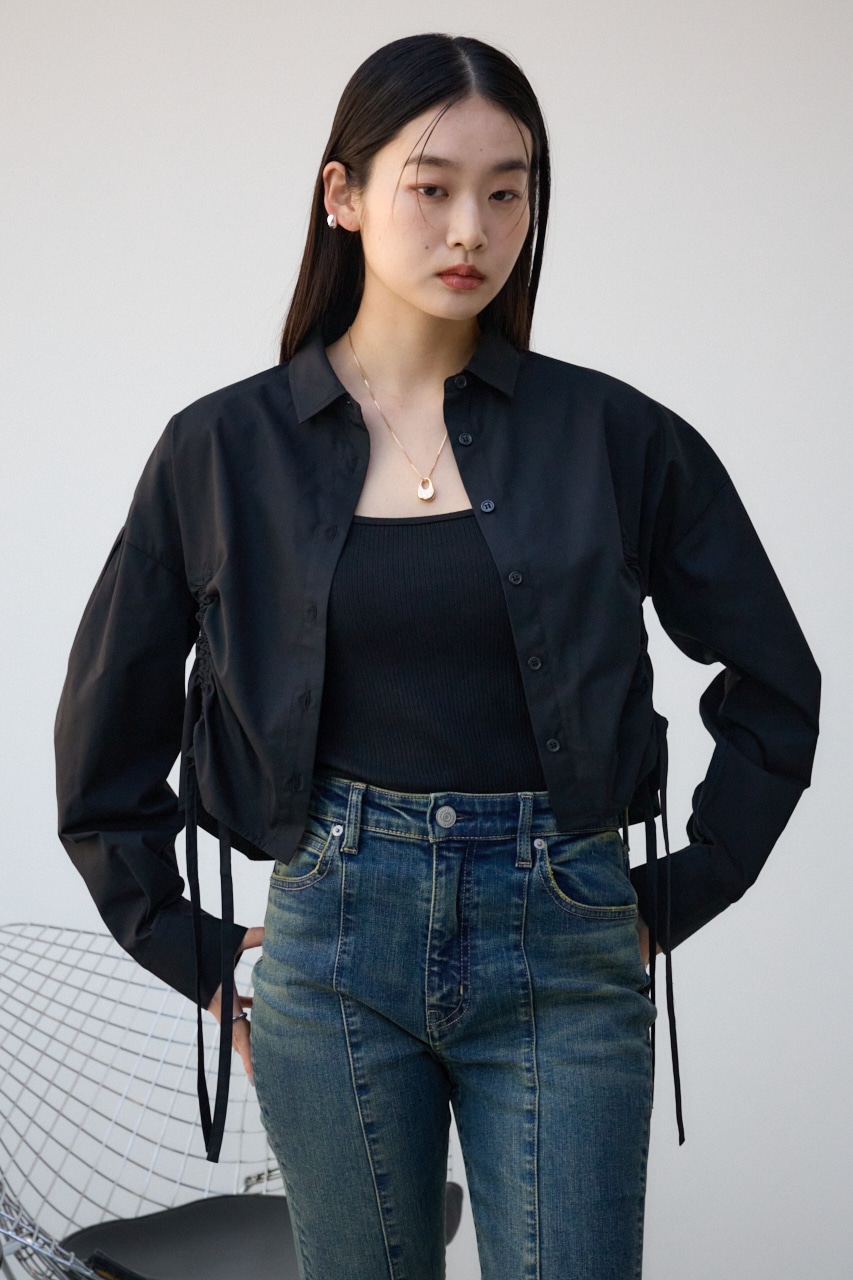 フロントギャザーシャツ BLK FREE