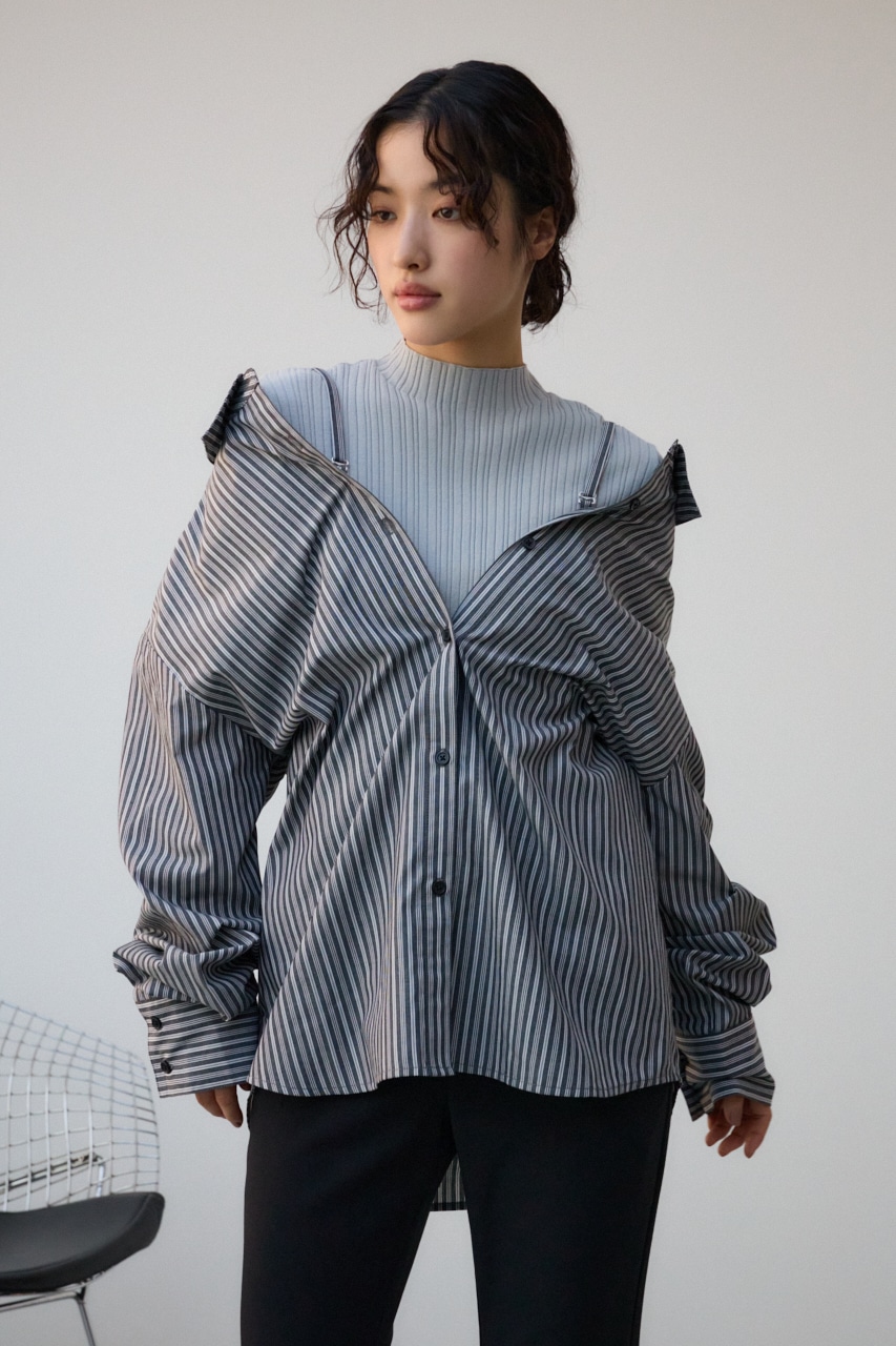 3WAYデザインシャツ 柄BLK FREE