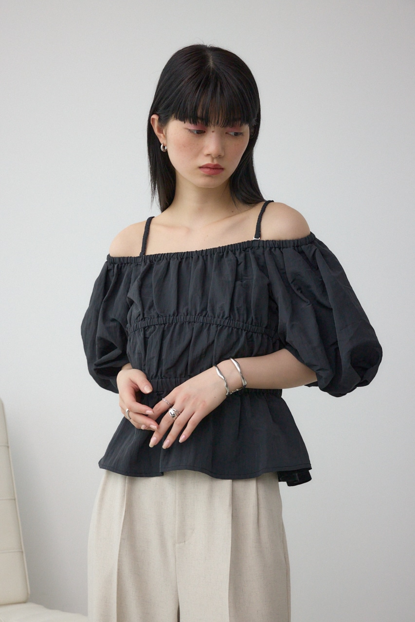 パフショルダー2WAYブラウス BLK FREE