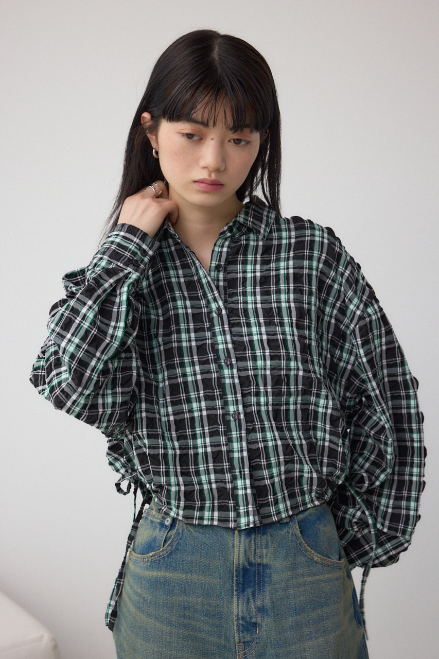 ラウンドヘムドロストシャツ 柄BLK FREE