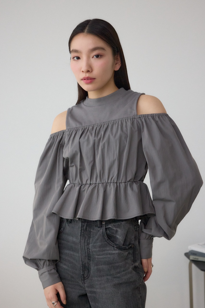 オフショルレイヤードブラウス GRY FREE