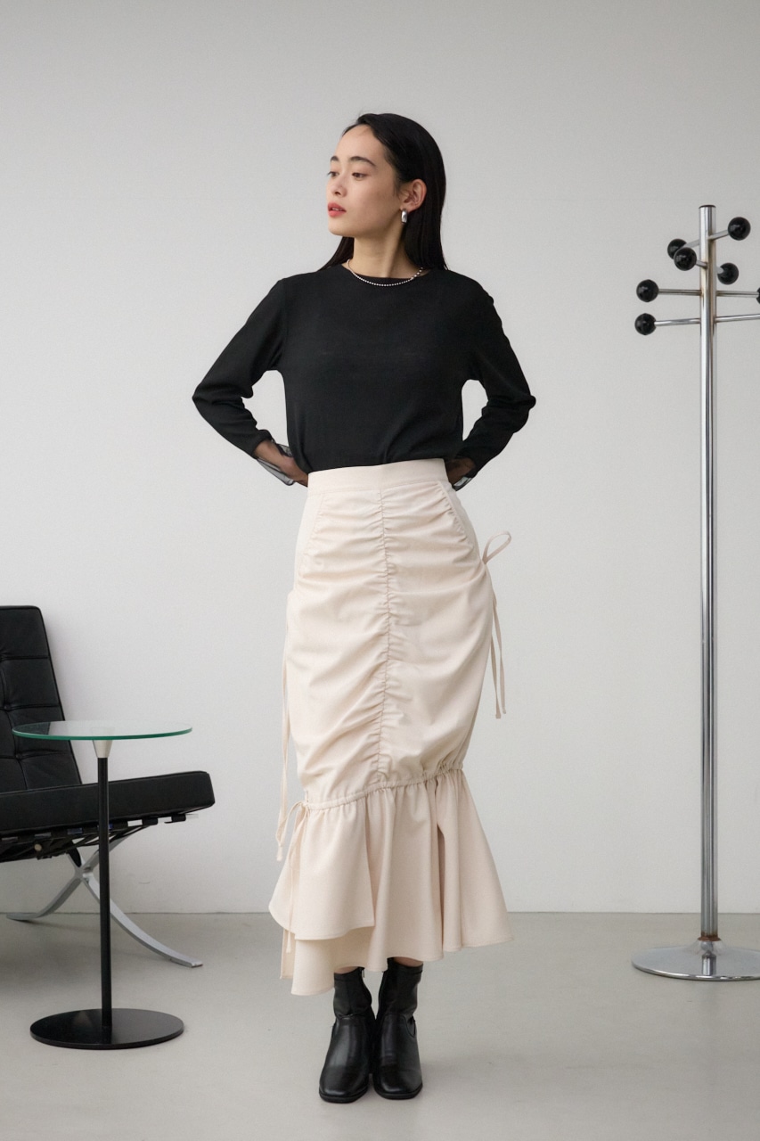 ギャザーマーメイドリボンスカート IVOY M