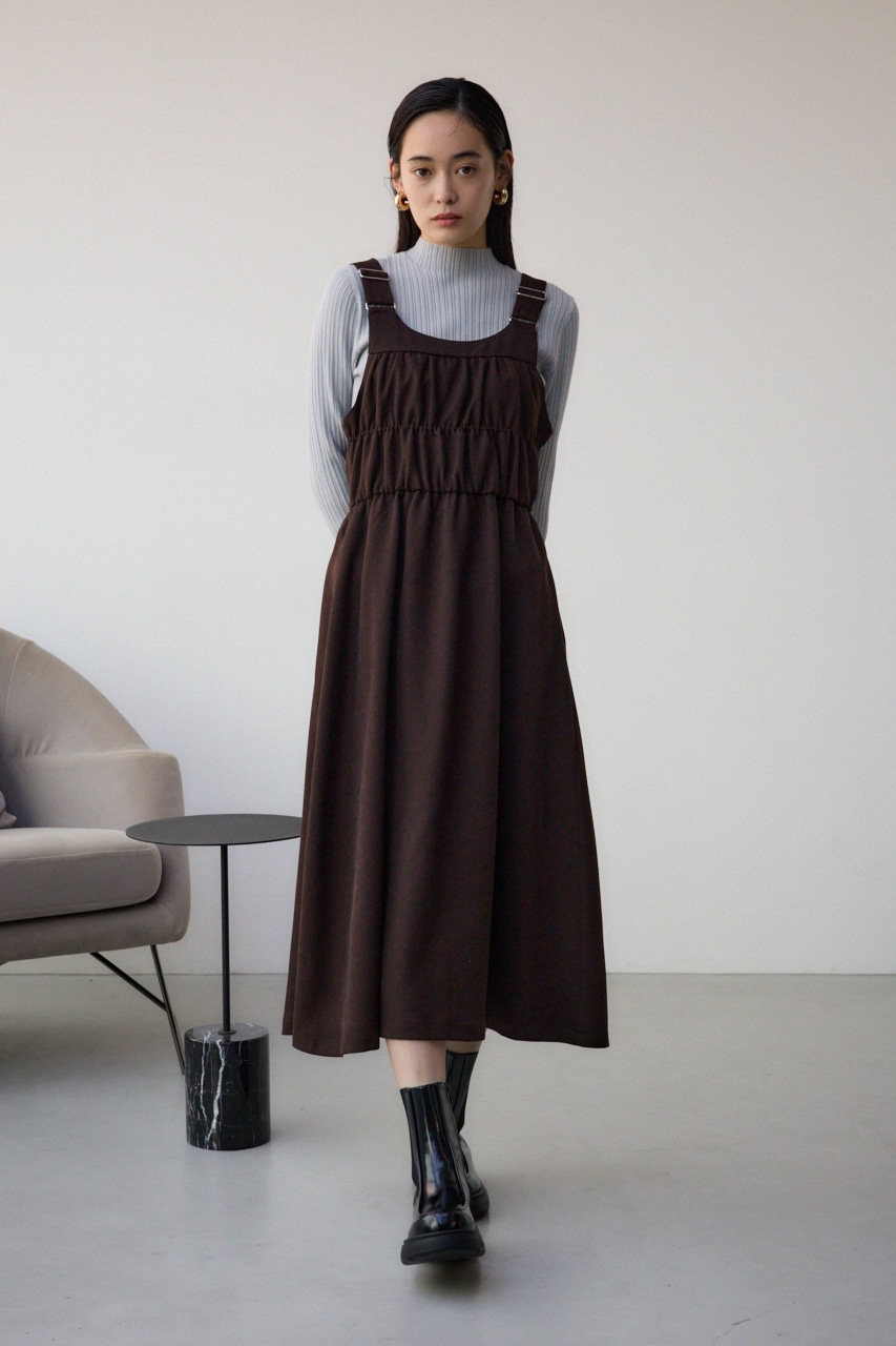 シャーリング2WAYジャンパースカート BRN FREE