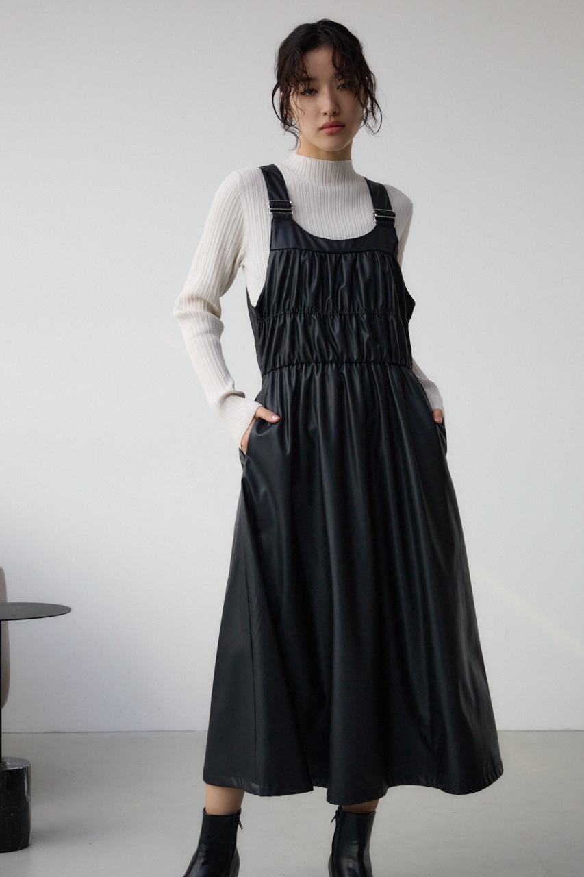 シャーリング2WAYジャンパースカート M/BLK FREE