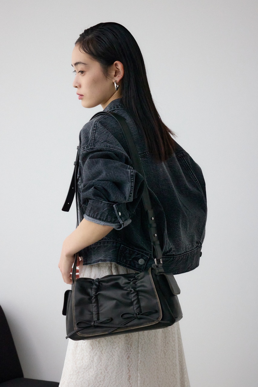 リボンデザインフラップバッグ BLK FREE
