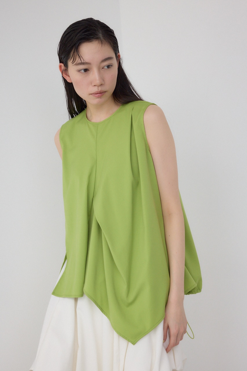 【PLUS】ランダムドレープブラウス LIME FREE