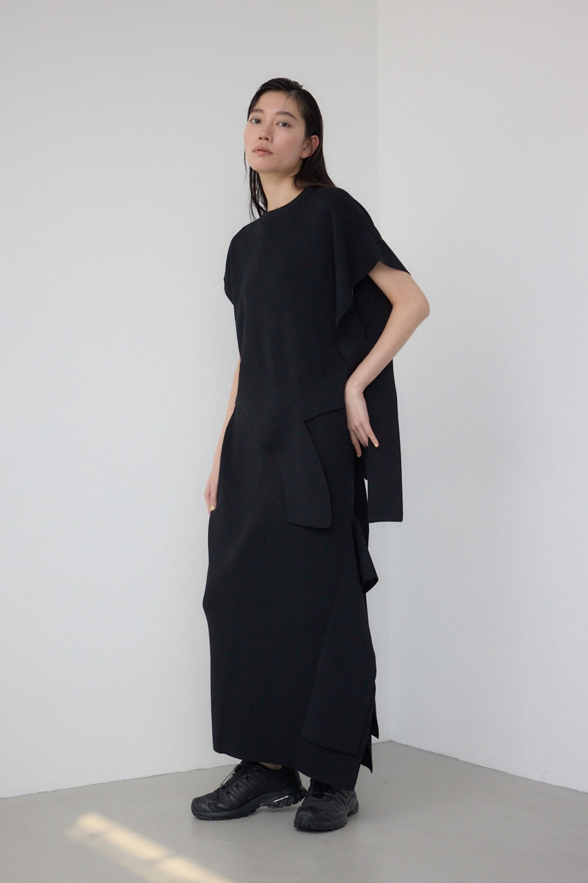 【PLUS】パネルドレープマーメイドスカート BLK S