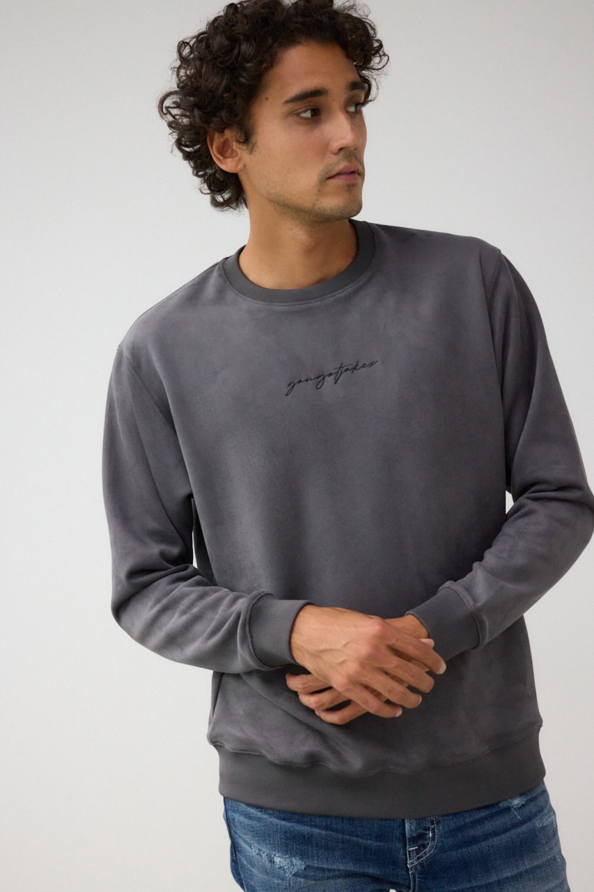 フェイクスウェード刺繍ロゴトップス GRY FREE