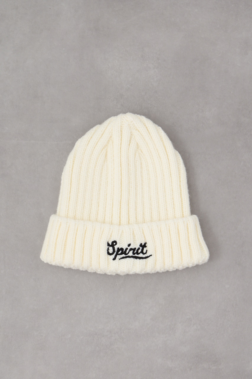 ロゴ刺繍リブニットワッチ WHT FREE