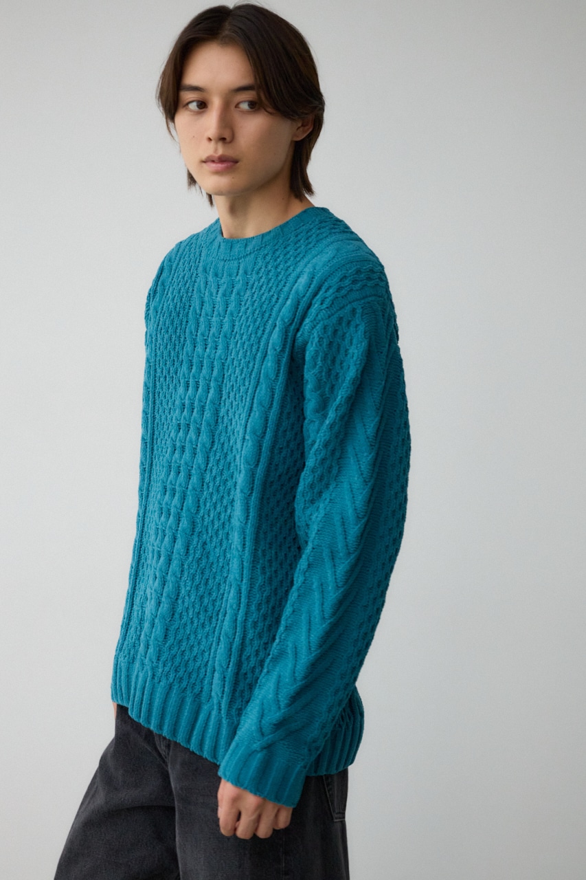 シェニールケーブルニット D/GRN S-M