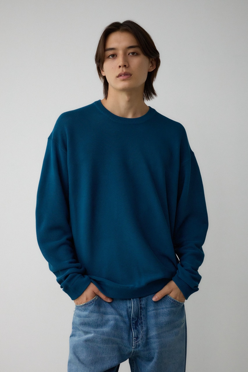 ベーシックガーターニット NVY L