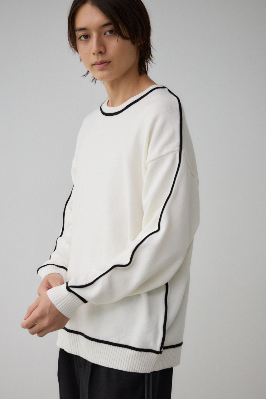 配色パイピングニット O/WHT FREE