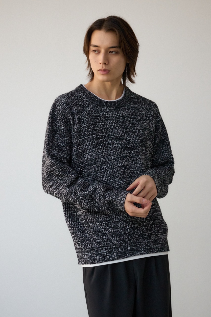 ワッフルレイヤードニット T.GRY L