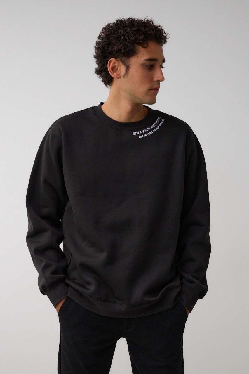 裏起毛ネック刺繍プルオーバー BLK L
