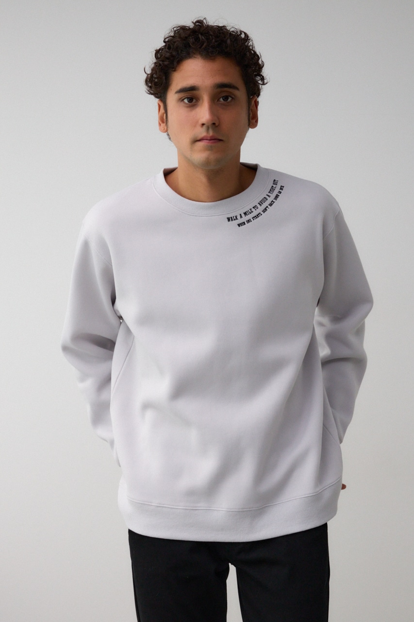 裏起毛ネック刺繍プルオーバー L/GRY M