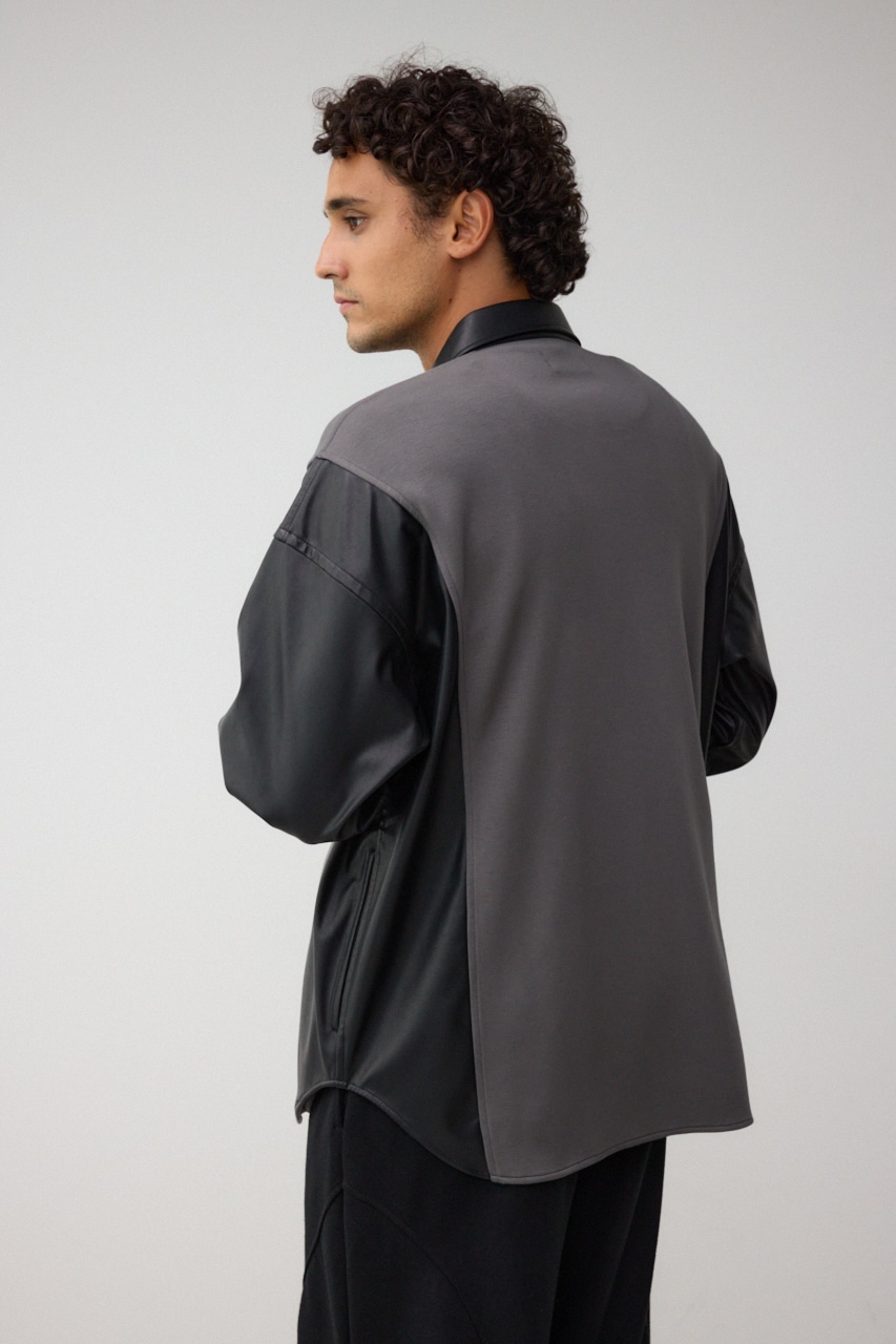 フェイクレザースウィッチングシャツ 柄GRY FREE