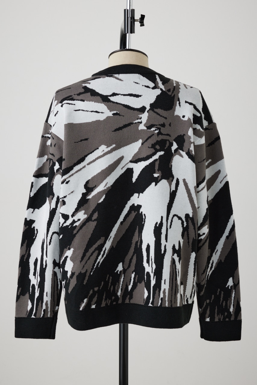 アグリゲーションジャガードニット 柄BLK L