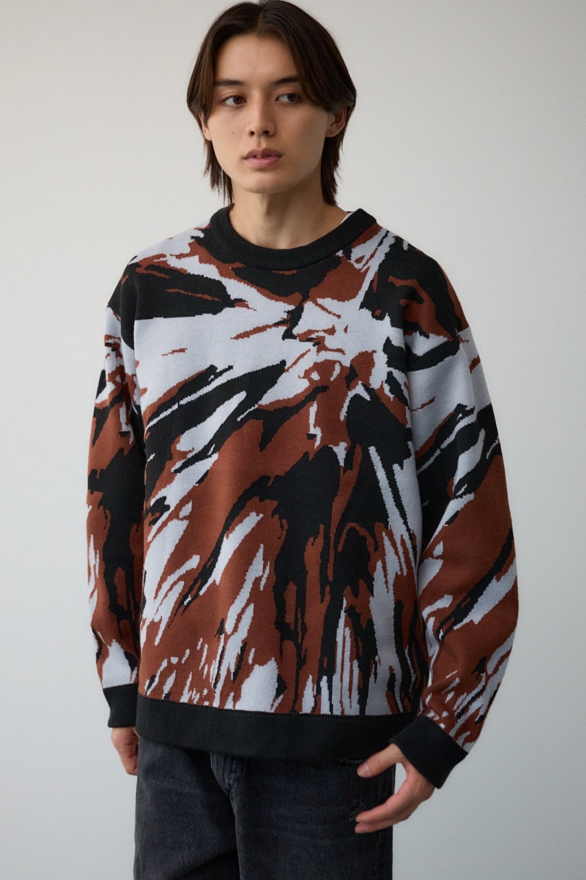 アグリゲーションジャガードニット 柄BRN M