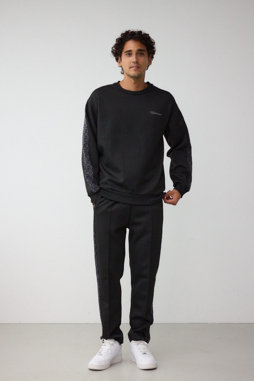 ジャガードラインカットトラウザー BLK FREE