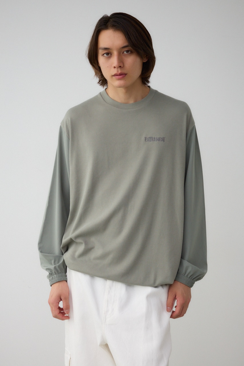 異素材ドッキング刺繍トップス L/KHA FREE