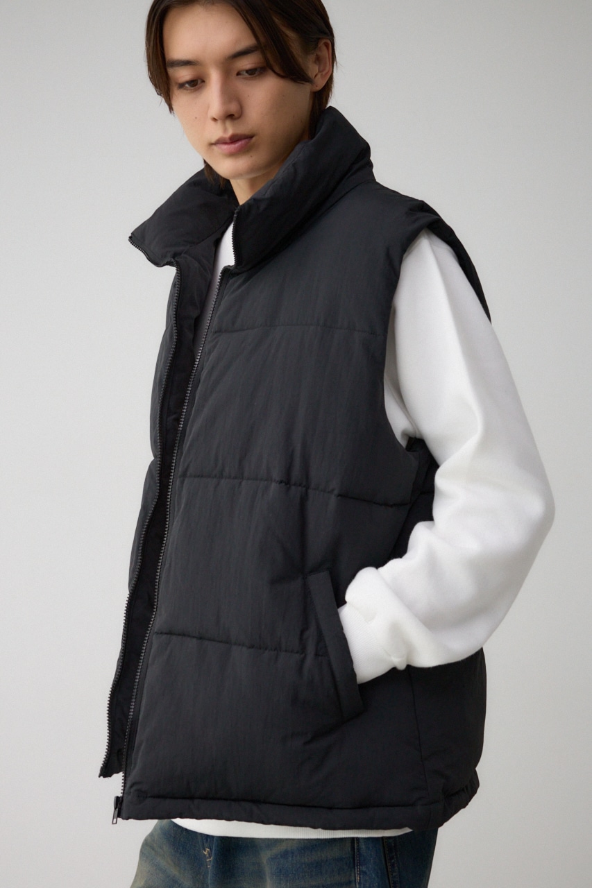 スタンドカラー中綿ベスト BLK FREE