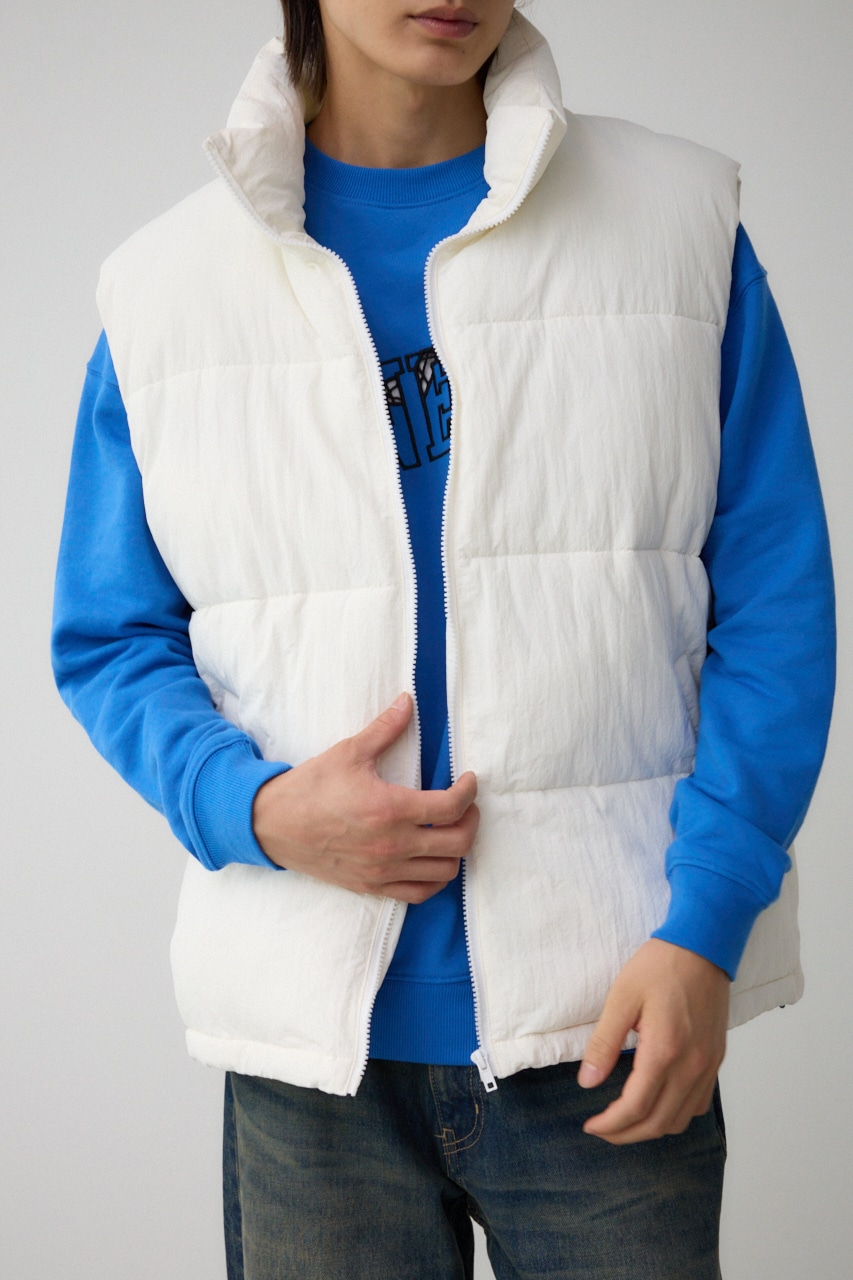 スタンドカラー中綿ベスト O/WHT FREE