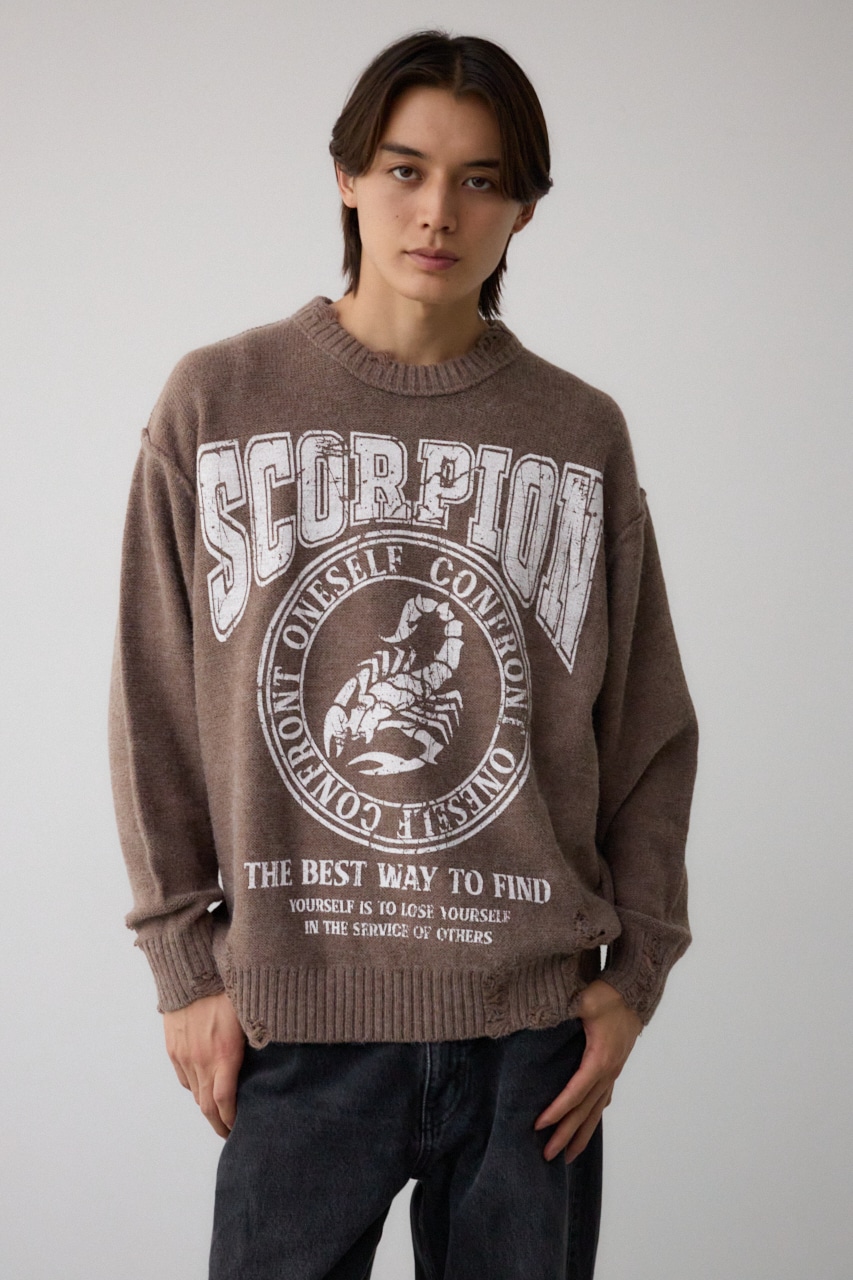 リバーシブルダメージニット BEG FREE