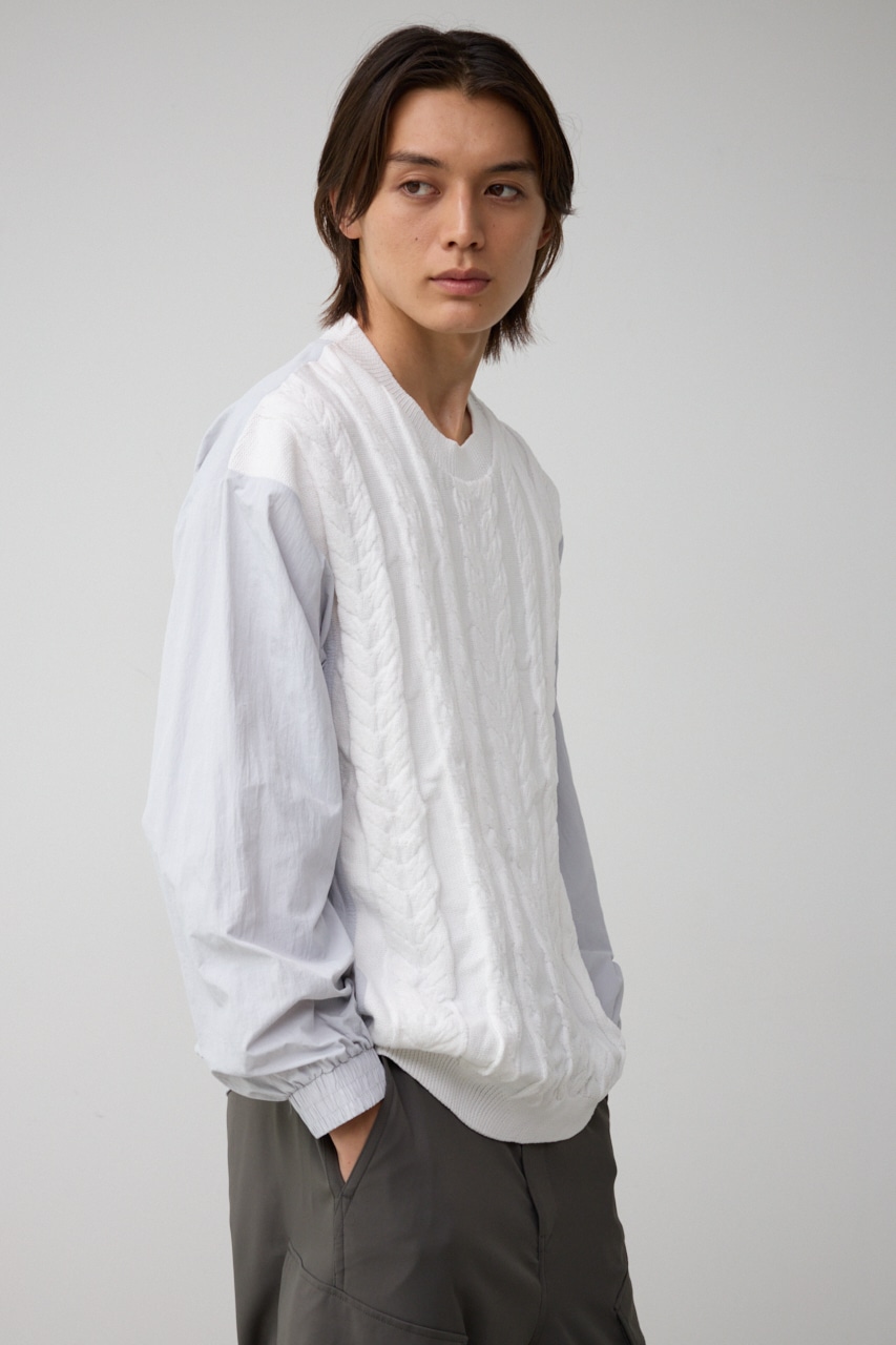 スウィッチングコンビネーションニット L/GRY FREE