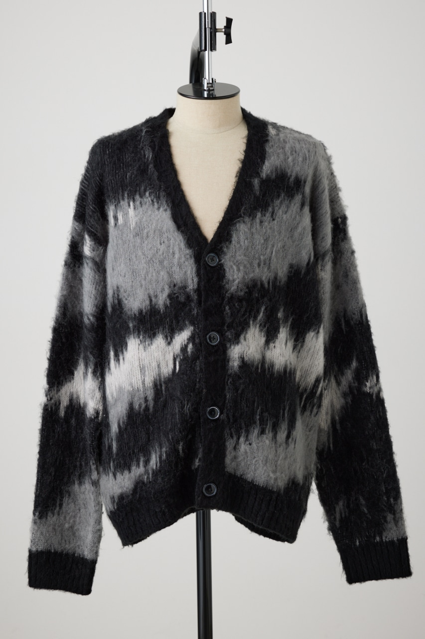 総柄モヘアライクカーディガン 柄BLK FREE