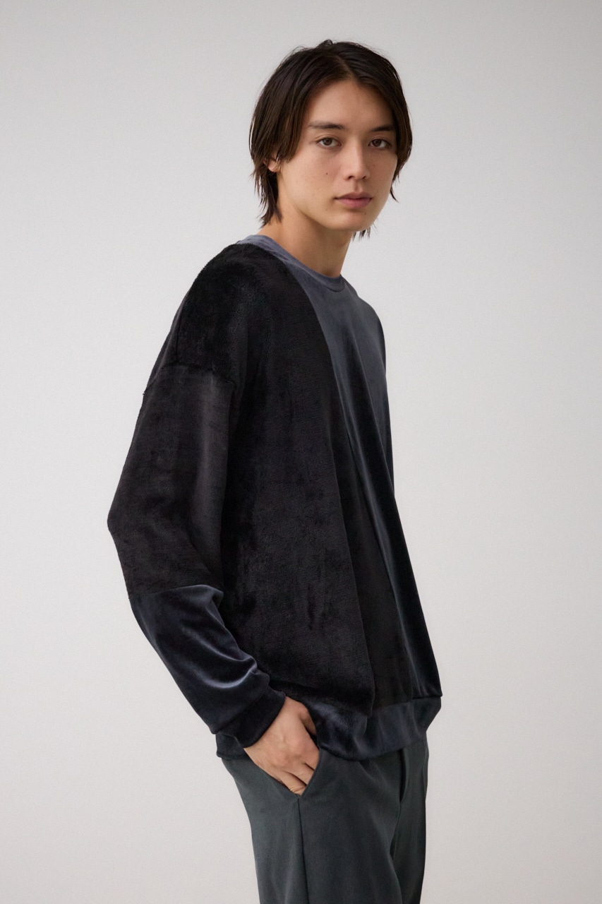 ファーパイルベロアドッキングトップス BLK FREE