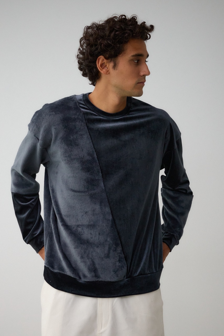 ファーパイルベロアドッキングトップス 柄BLK FREE