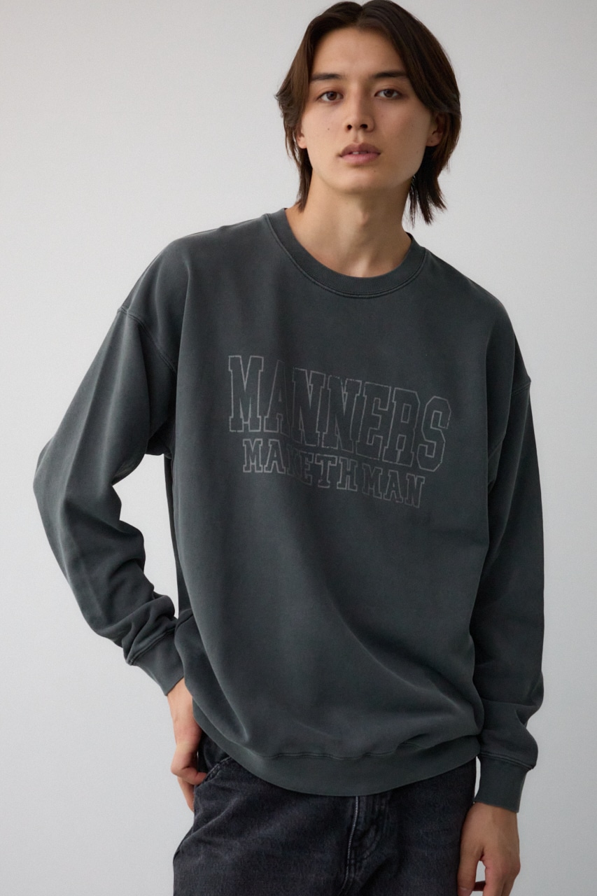 ピグメントクルーネックスウェット L/BLK M