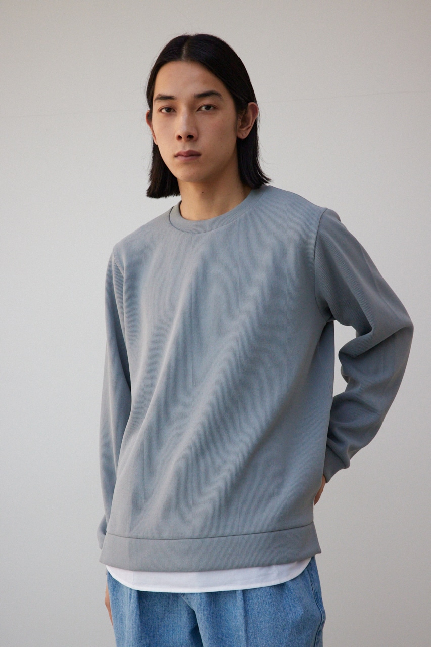 シャツレイヤードスリットニットソー GRY M