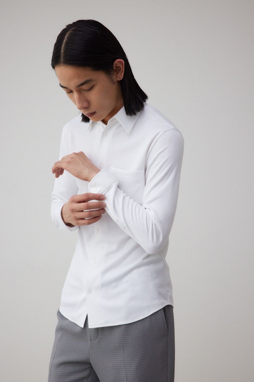 スリムストレッチタイトシャツ WHT L