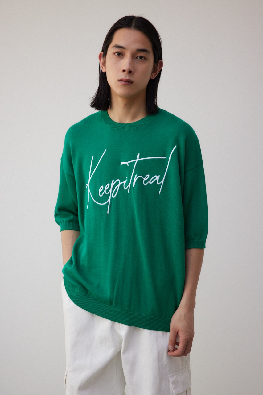 Malbon 半袖ニットトップス 刺繍入り Mサイズ 美品 AZUL BY MOUSSY | 3D刺繍半袖ニットトップス (ニット ) |SHEL