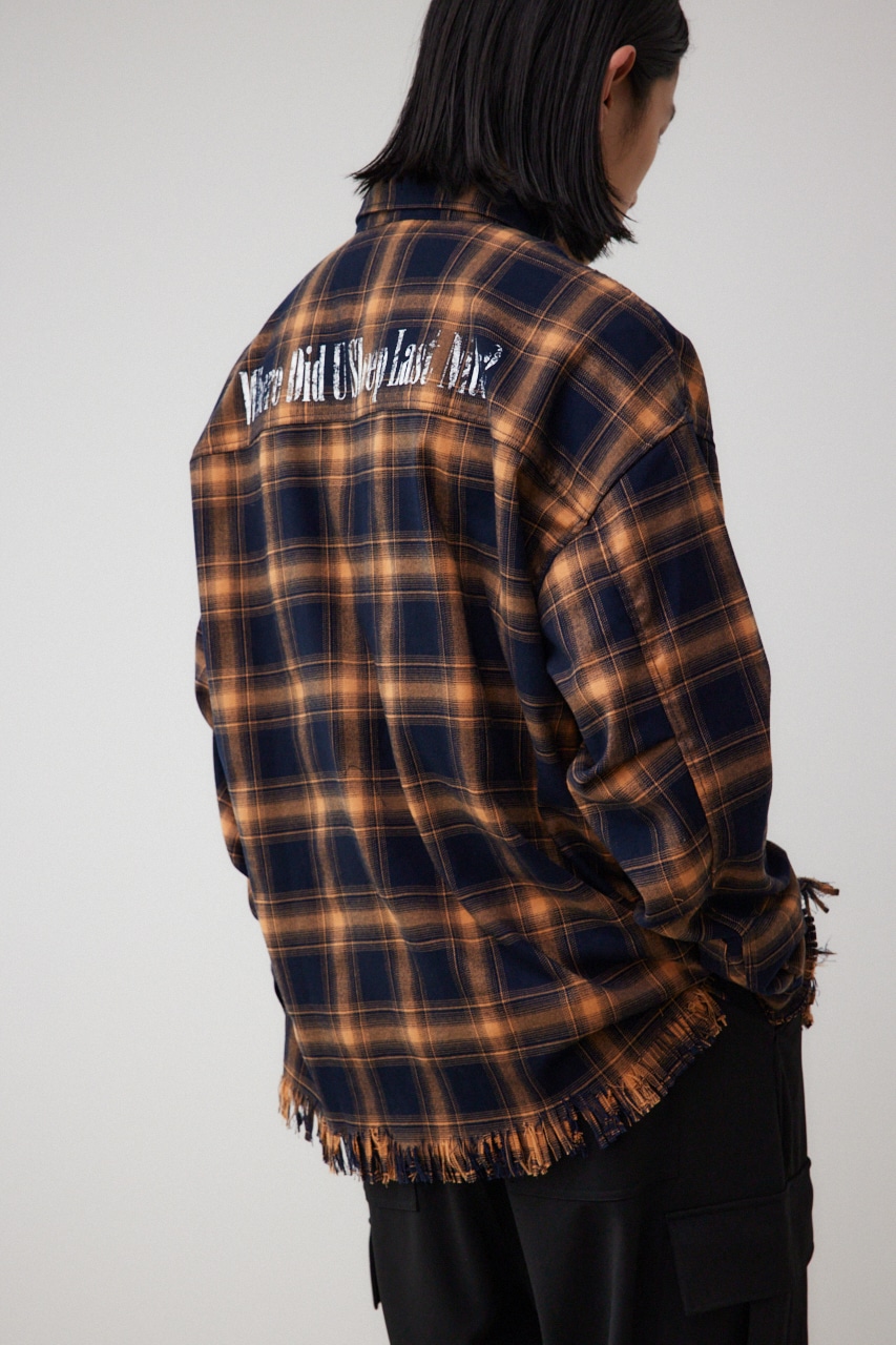 カットオフダメージシャツ 柄BEG FREE