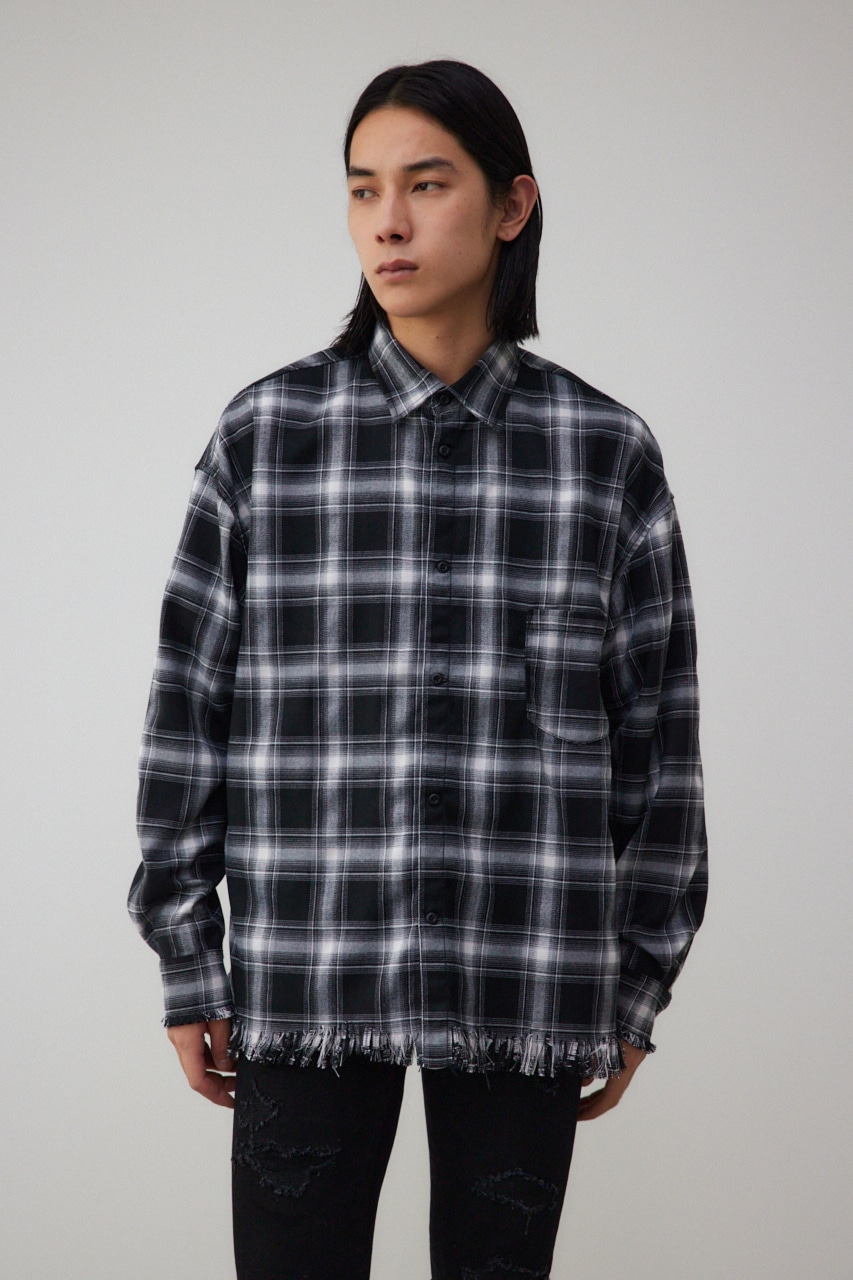 カットオフダメージシャツ 柄BLK FREE