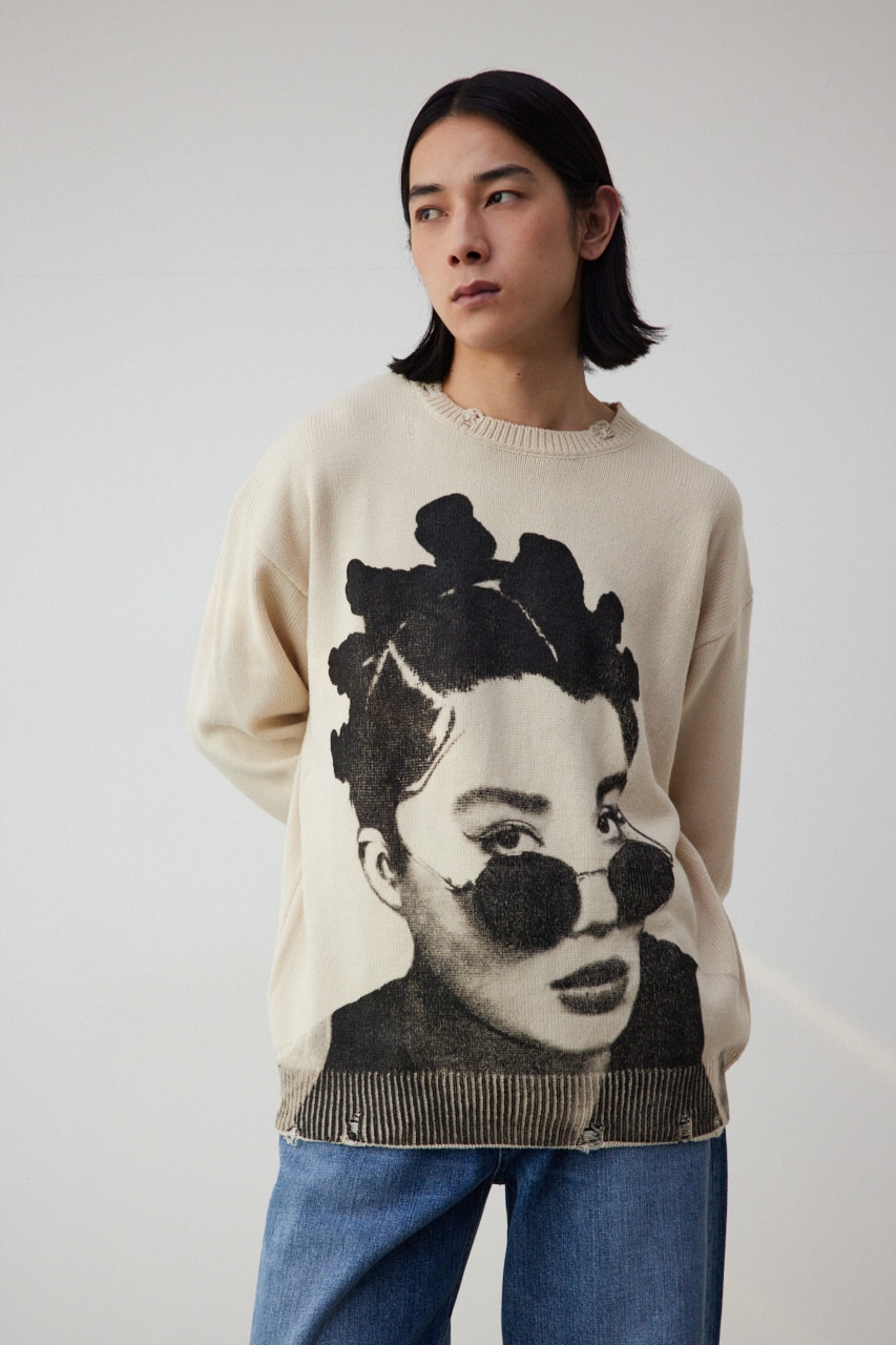 フォトプリントニットトップス IVOY FREE