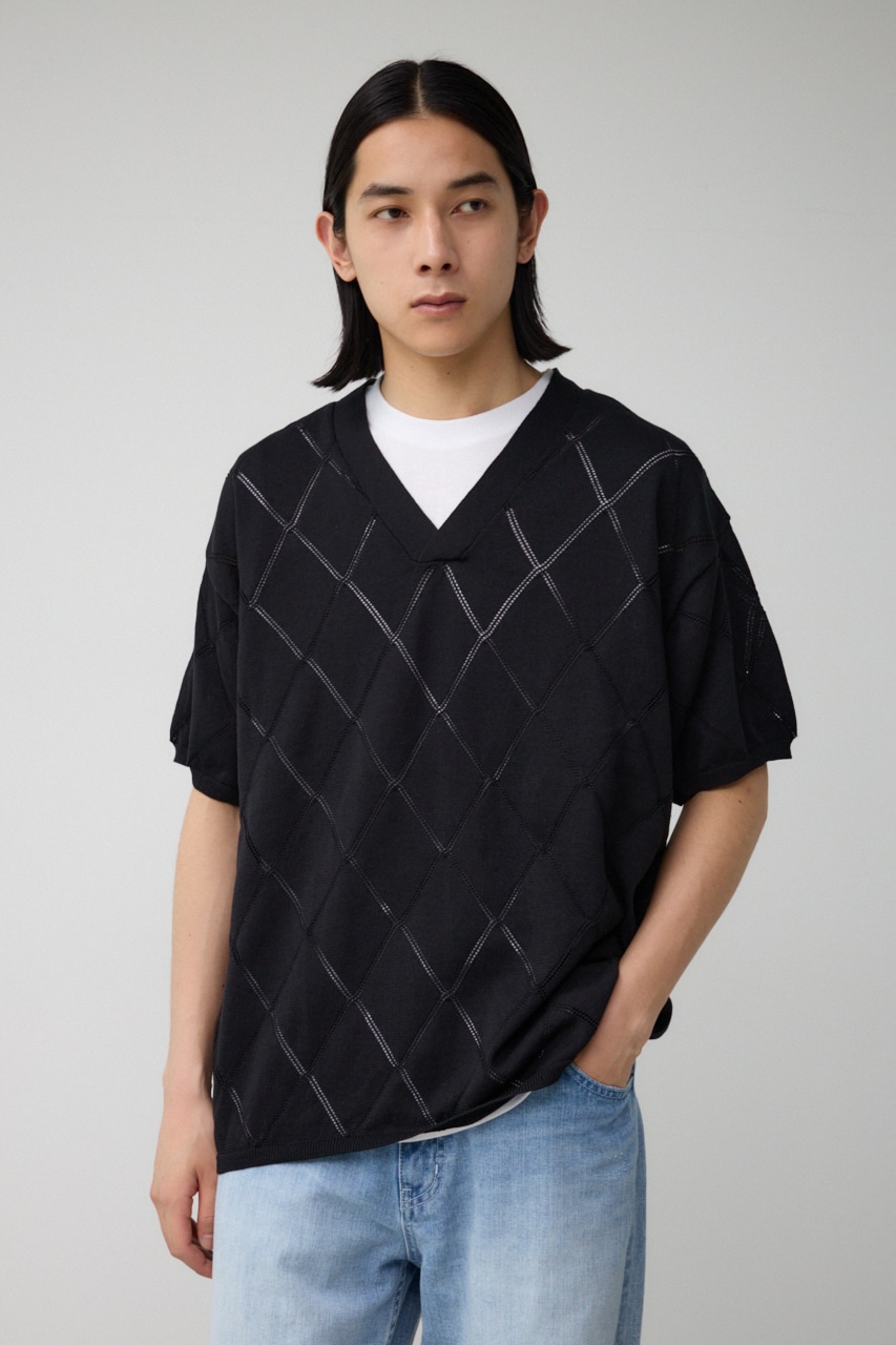 スカシアミレイヤードニット BLK M