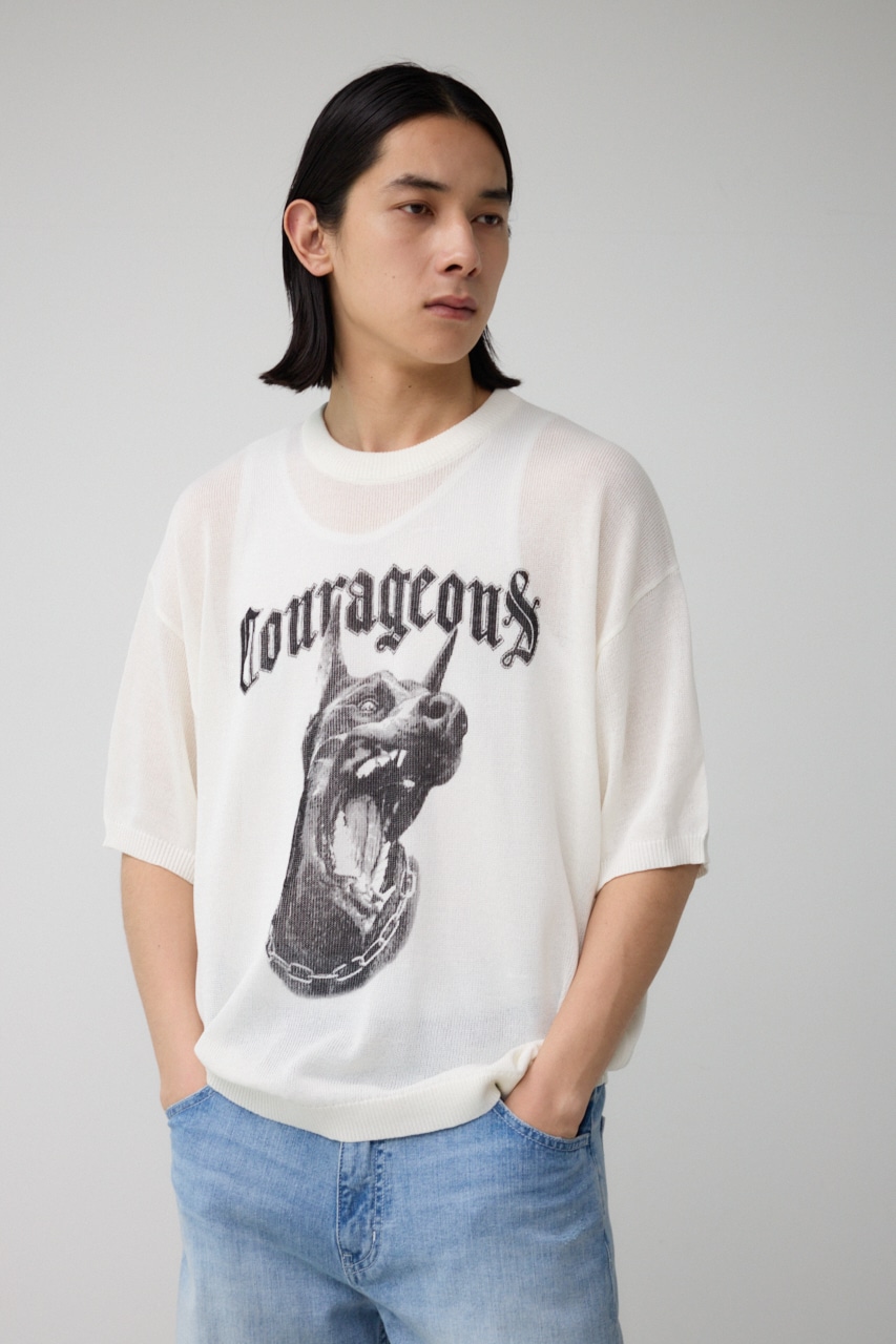 Couragcousプリント半袖ニット IVOY FREE