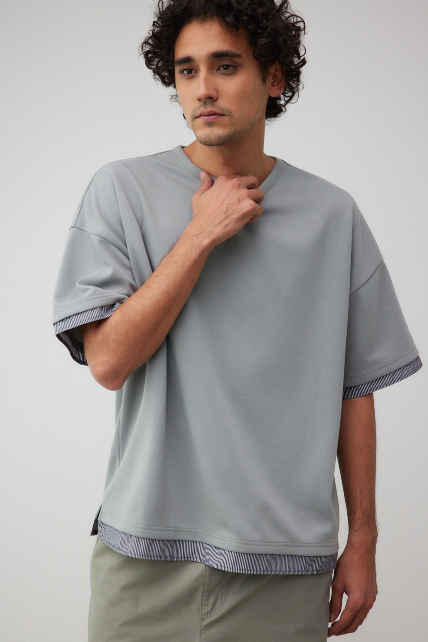 ダンボールシャツレイヤードトップス GRY FREE