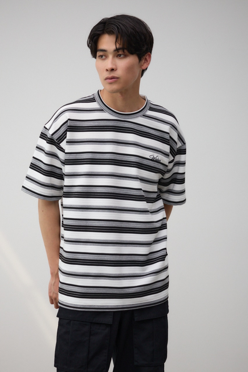 リップルジャガードボーダービッグTEE 柄WHT FREE